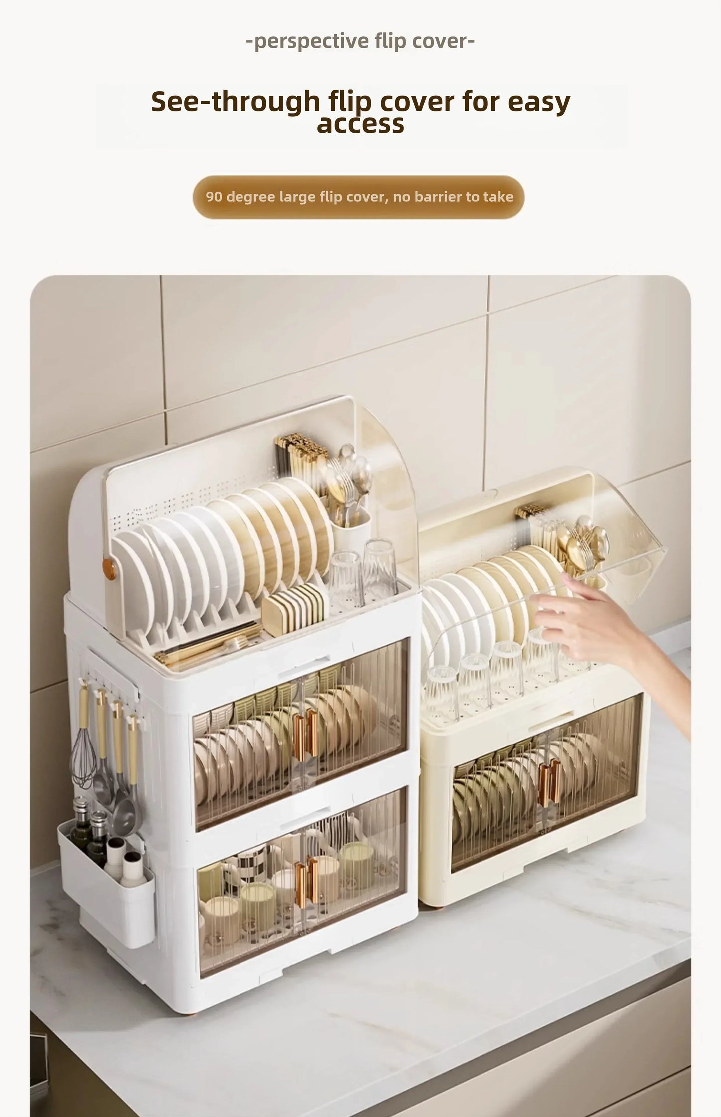 Kitchen Bowl Rack, Tableware Storage Box, Household with Lid, Tableware, Bowl Box, Dish Drain Rack, Plastic Cupboard