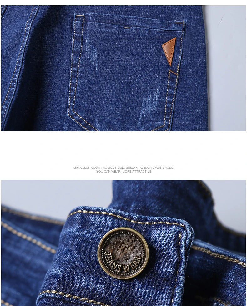 2025 New Business Men's Jeans Casual Comfortable Straight Stretch Fashion Classic Premium Blue Black Denim Pants Large Pants