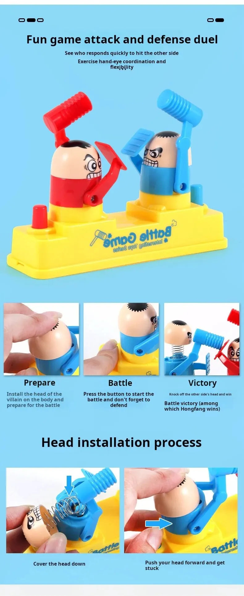 Mini Children's Head Knocking Little Man Fighting Red and Blue Attack and Defense Twin Parent Child Finger Fighting Game Machine