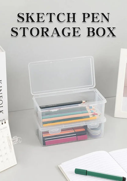 1PC Transparent Pencil Case Sketch Plastic Pencil Case Storage Case Art Student Pencil Case Large Capacity Toolbox