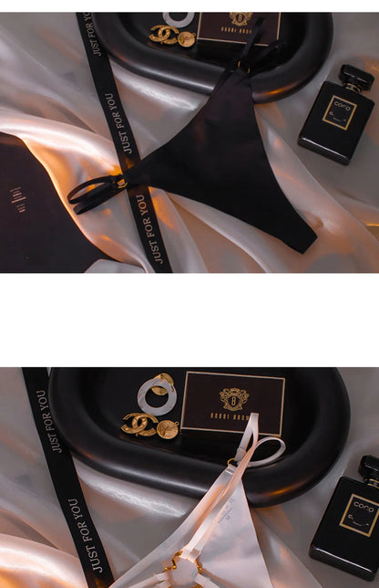 Ice Silk Girls Briefs Iron Ring Sexy Women G String Panties Underwear Thong Seamless Underpants Yoga Lingerie Plus Size S-XL