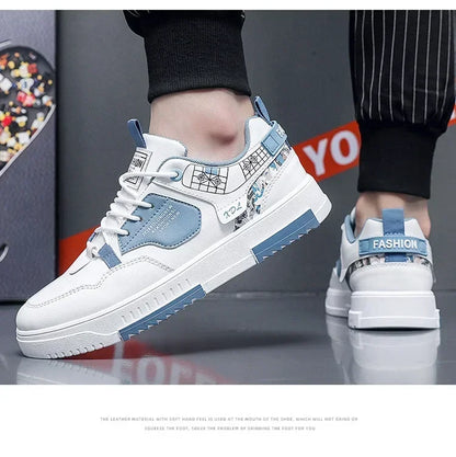 Men's shoes 2025 summer new breathable white shoes men's trendy and versatile thick soled sports board shoes trendy shoes