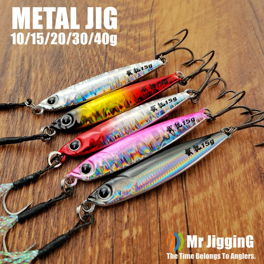Mr JigginG Fast Sinking Metal Jig Lure 10/15/20/30/40g Saltwater Shore Casting Fishing Sea Bass Metal Jig Artificial Bait Tackle