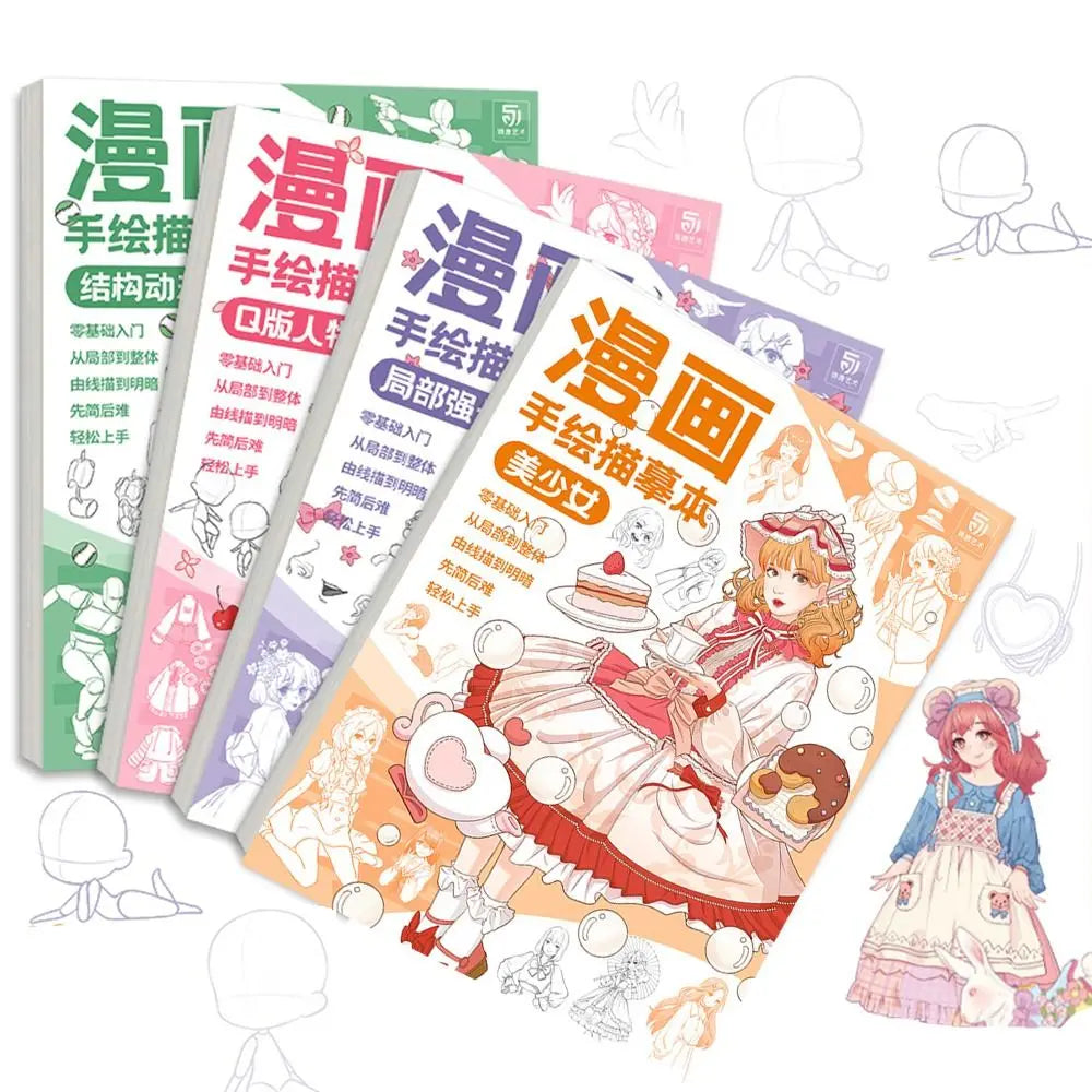 Comics Girl Boy Comics Hand Drawn Tutorial Book Novice Zero Basic Learning Line Draft Practice Book Studying Art Tracing Sketch