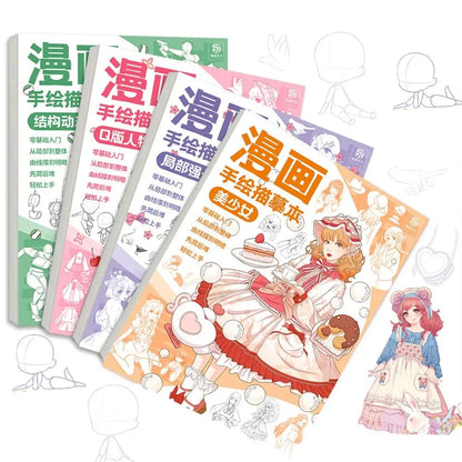 Comics Girl Boy Comics Hand Drawn Tutorial Book Novice Zero Basic Learning Line Draft Practice Book Studying Art Tracing Sketch