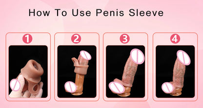 SXXY Silicone Penis Sleeve For Cock Enlargement Lengthen Men Reusable Condom Penis Ring Delayed Ejaculation