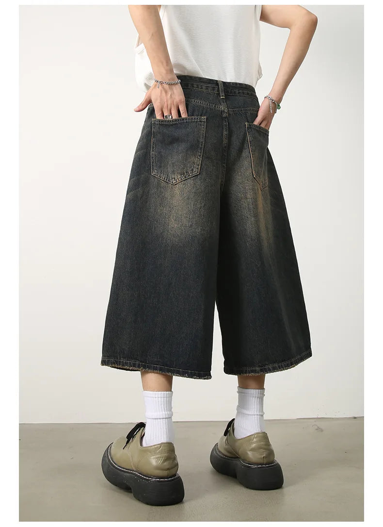 Women's Retro Wide Leg Baggy Casual Denim Shorts Harajuku Aesthetic High Waist Loose Shorts 2024 Summer Fashion Punk Shorts