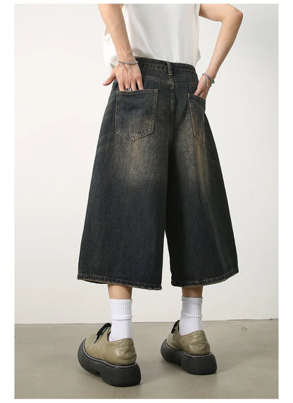 Women's Retro Wide Leg Baggy Casual Denim Shorts Harajuku Aesthetic High Waist Loose Shorts 2024 Summer Fashion Punk Shorts