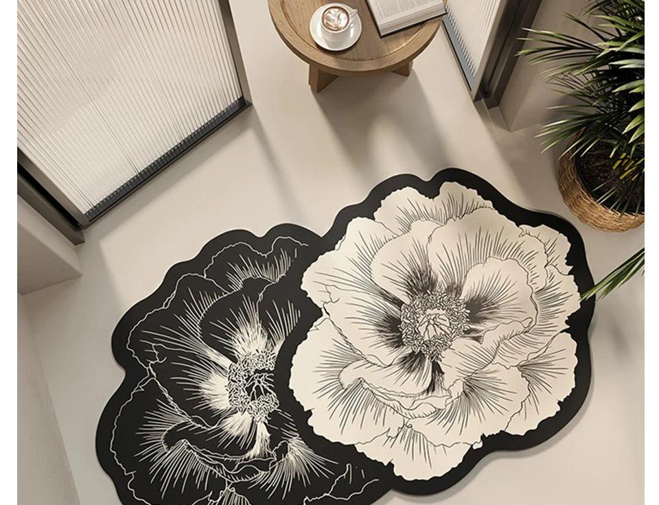 Bathroom Floor Mat Water-absorbing Non-slip Dirt-resistant Carpet Flower Diatom Mud Special-shaped Rug Door Home Decoration Mats
