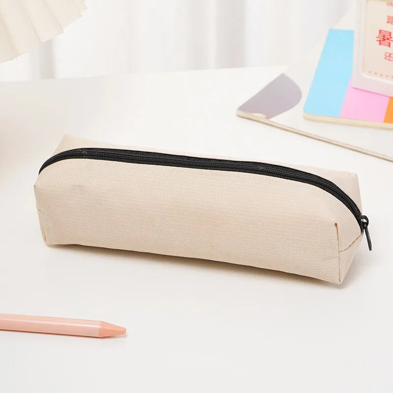 1pc Small Solid Color Simple Zipper  Pencil Case Mini Pen Bags Stationery for School Office Suppliers