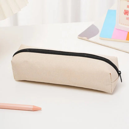 1pc Small Solid Color Simple Zipper  Pencil Case Mini Pen Bags Stationery for School Office Suppliers