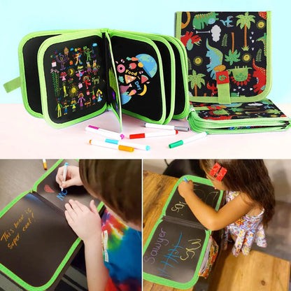 Erasable Doodle Book for KidsToddlers Toys Reusable Drawing Pads with 12 Watercolor Pens Preschool Toy Trip Writing Painting Set