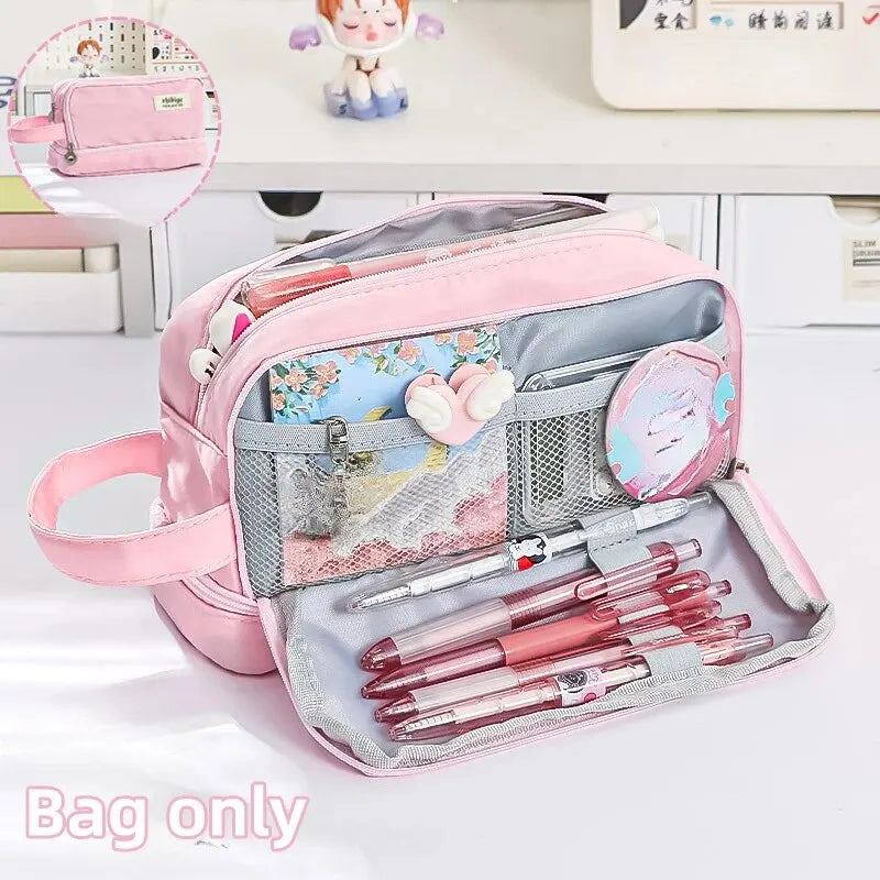 Pencil Bag for School Students with Large Capacity Multi-functional Pen Case Macaron Color Matching Cute Pencil Case