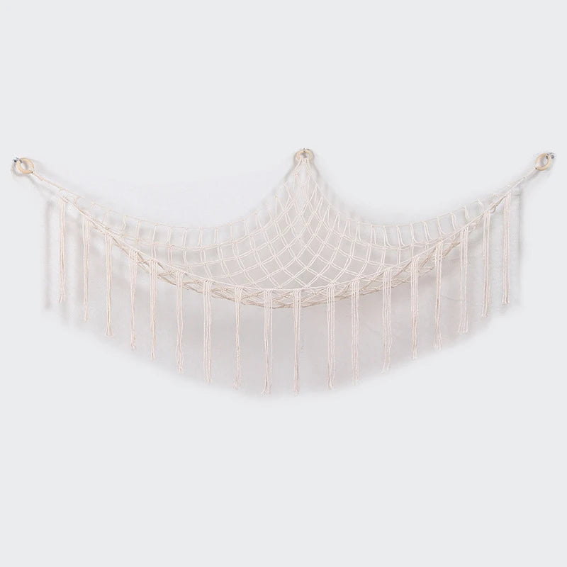 Large-capacity plush animal hammock net weaving Bohemian home decoration corner toy storage organizer plush toy hanging net