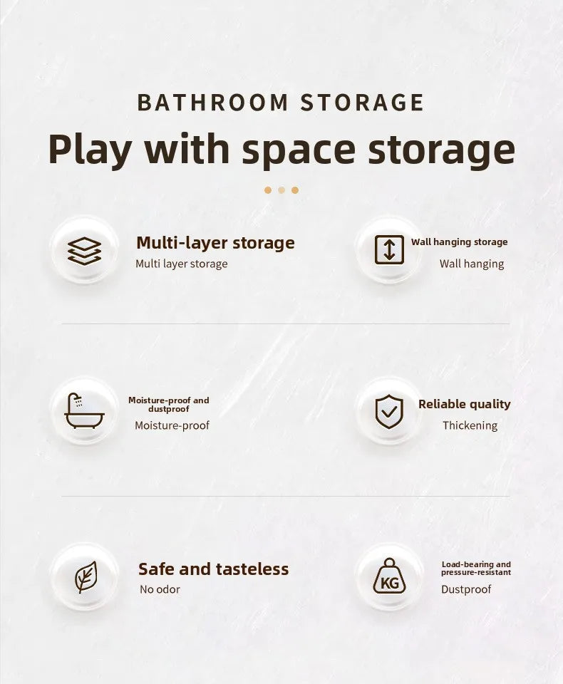 Bathroom Wall Cabinet - No-Drill Magnetic Door Storage Shelf with Dustproof Design, Hanging Organizer for Shower & Toiletries