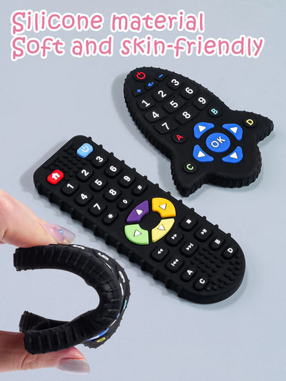 Baby Silicone Teether Toys BPA Free Remote Control Shape Teether Rodent Gum Pain Relief Teething Toy Kids Sensory Educational