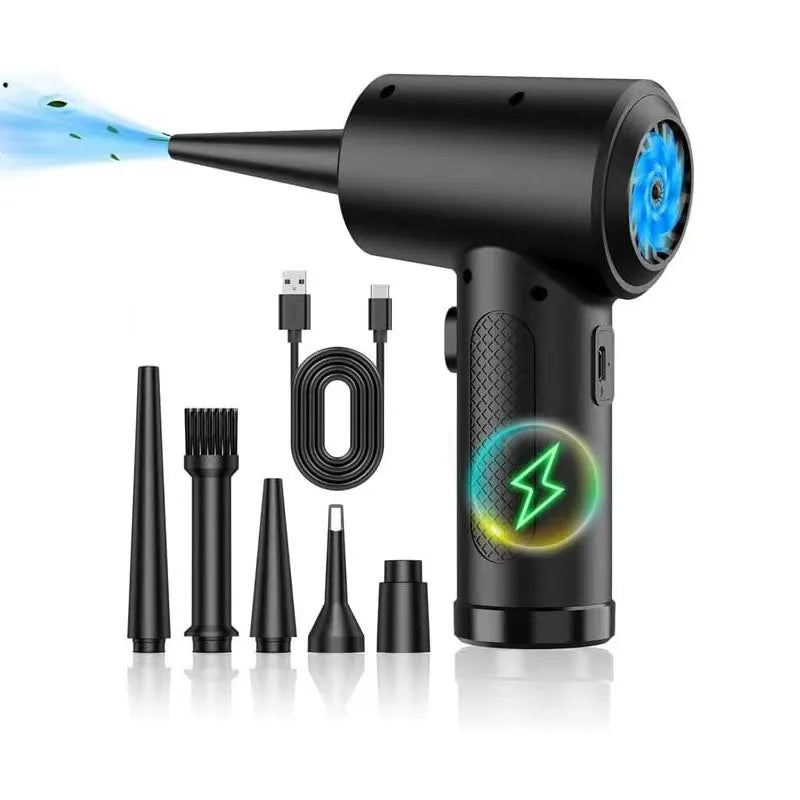 Compressed Air Duster for Computers – Portable Cordless Air Blower with LED Light for PC, Keyboard, and Car Cleaning