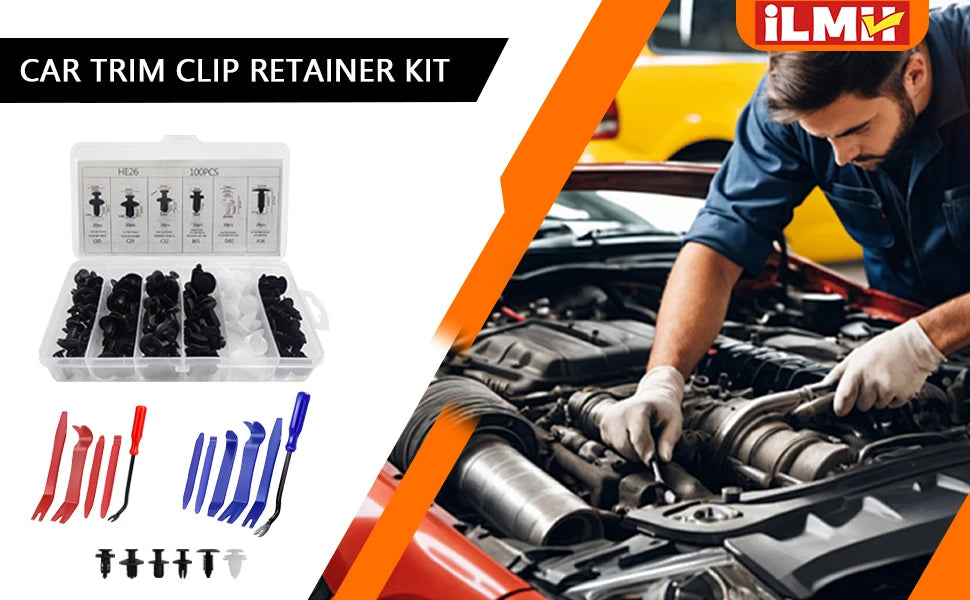 100pcs Auto Fastener Clip Kit Fender Rivet Clips Car Body Push Retainer Pin Rivet Bumper Door Trim Panel Retainer Car Clips