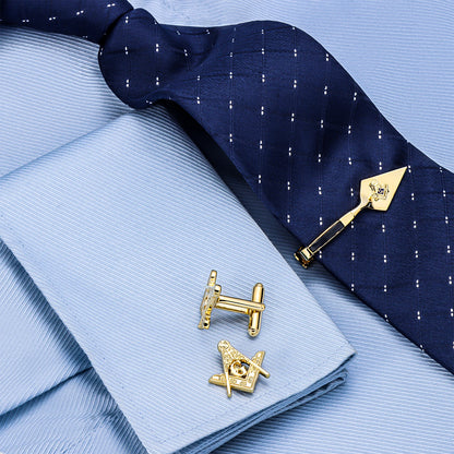 Freemason Masonic Tie Clip and Cufflinks for Men, Gift Box Packed, Mens Jewelry or Accessories, Masonic Gifts for Men.