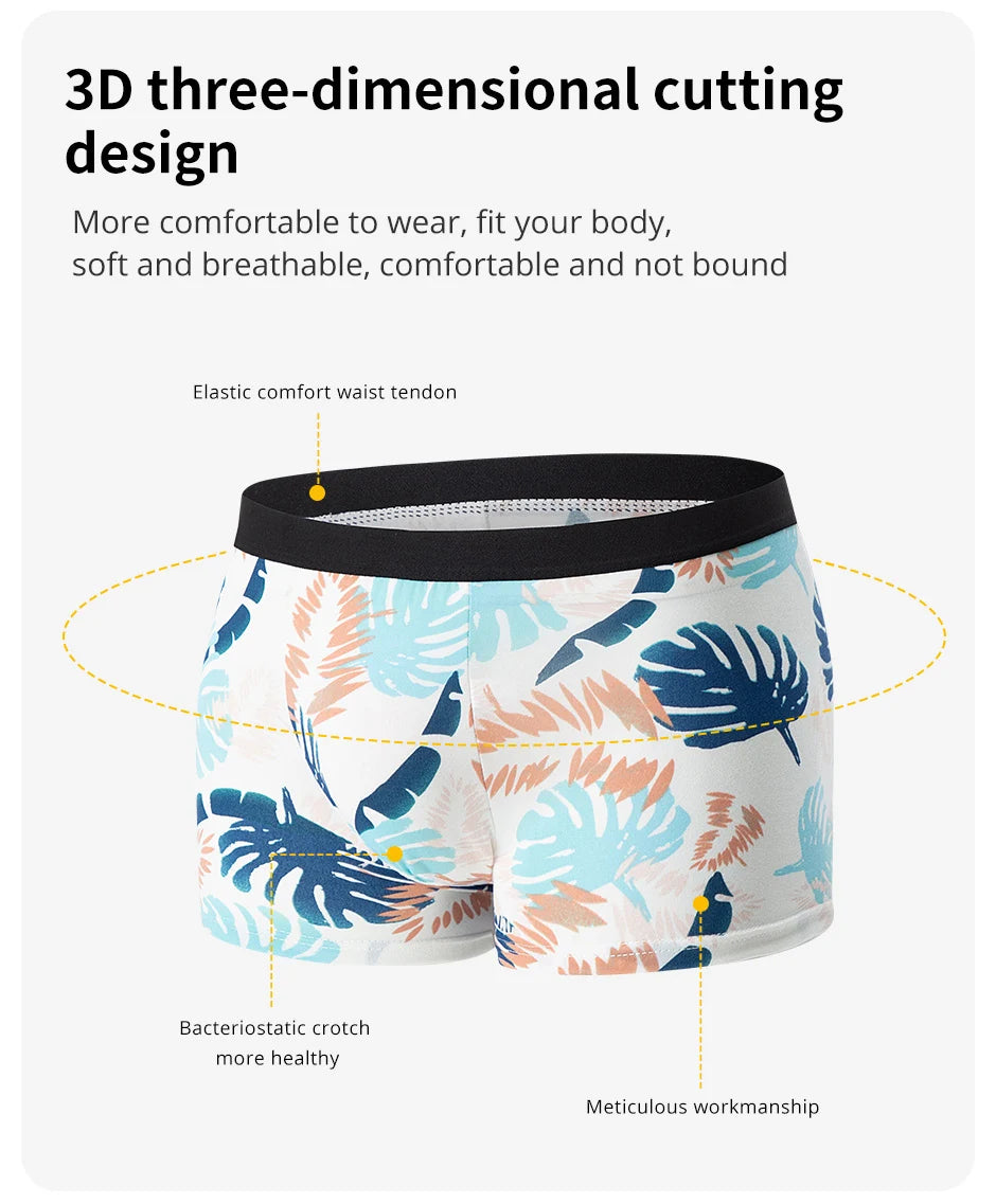 10-piece men's random fashion printed underwear Europe and large size sexy men comfortable wild boyshort elastic waist pants.