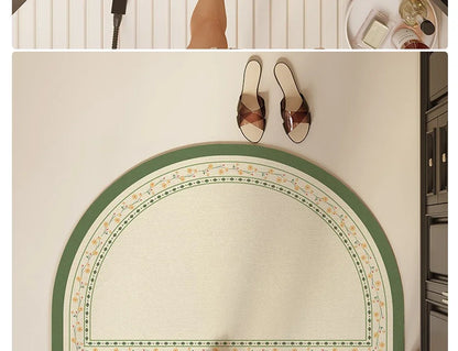 Bathroom Mat Semicircular Rug Absorbent Toilet Carpet Doormat Floor Mats Water-absorbent Soft Washable Bath Non-slip Area Rugs