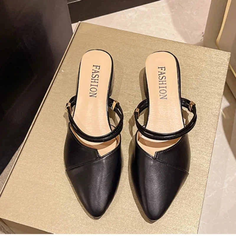 Shoes for Women Hot Sale Women's Slippers Fashion Mature Casual Slippers Pointed Toe Solid Shoes Female