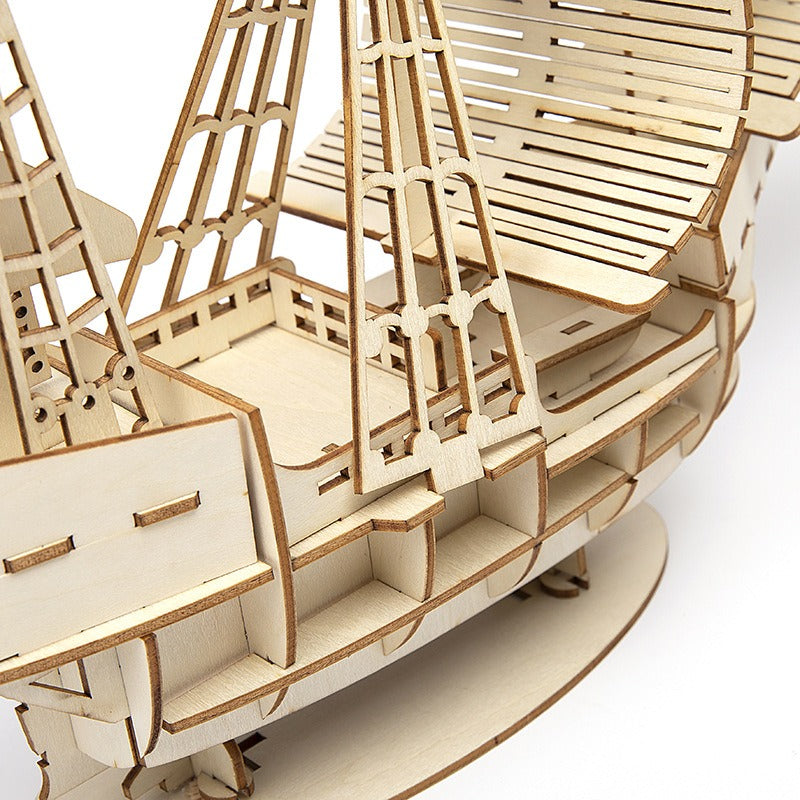 1PC 3D Sailboat Wooden Puzzle Assembly Model Puzzle DIY Wooden Crafts 3D Puzzle Gifts Desktop Decoration