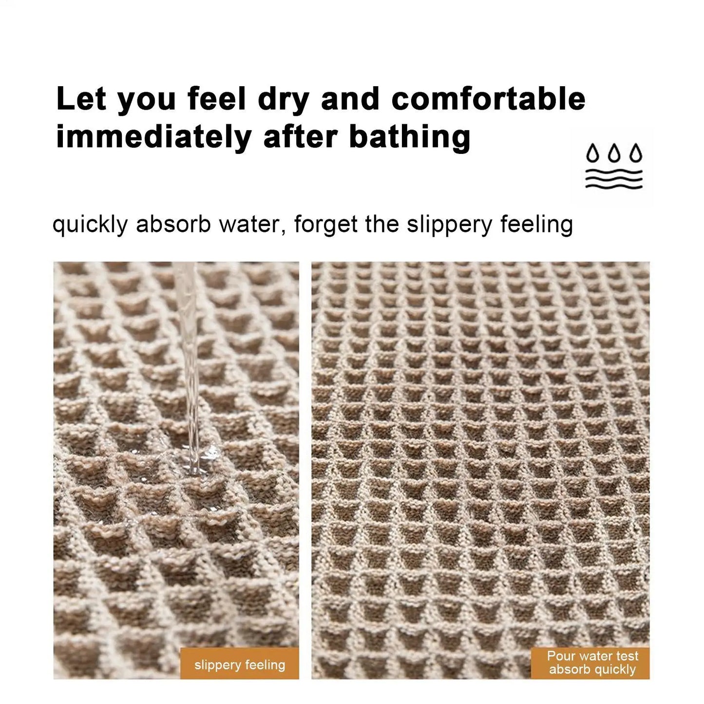 Bath Mat Bathroom Rugs Shower Mat Non Slip Waffle Quick Dry Machine Washable Carpet Super Absorbent Waffle Bathroom Mat