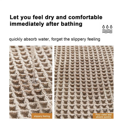 Bath Mat Bathroom Rugs Shower Mat Non Slip Waffle Quick Dry Machine Washable Carpet Super Absorbent Waffle Bathroom Mat