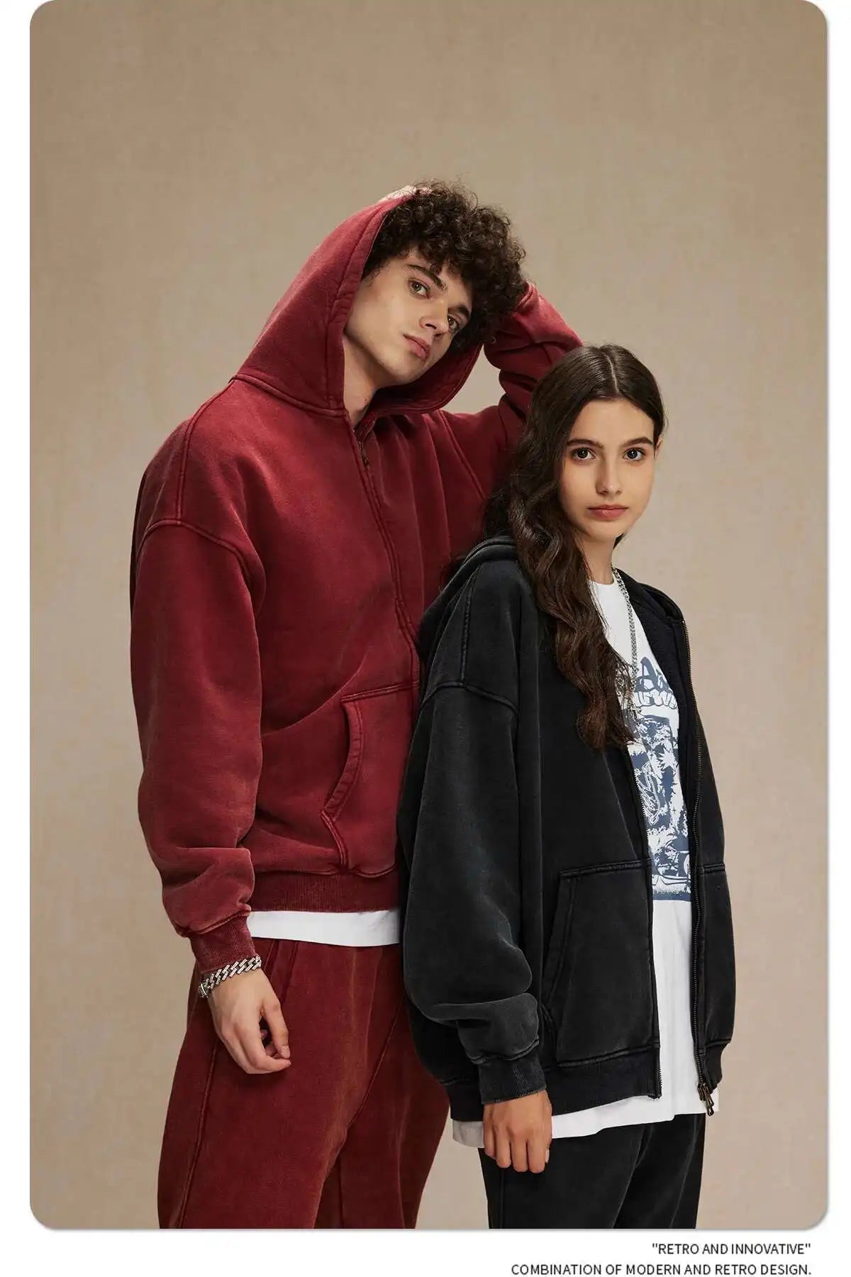 IEFB Men's Wear Wax Printing Vintage Male Hoodies Oversized Loose Zipper Water Washed Plush Sweatshirt Trendy New 9C9349