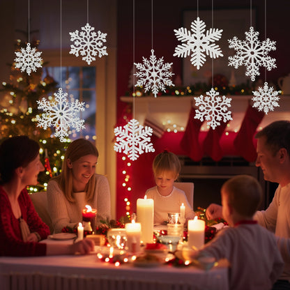 48pcs Snowflakes-Christmas Tree Decoration Snowflake Ornaments for Tree Plastic Glitter Christmas Indoor Winter Wonderland Decor