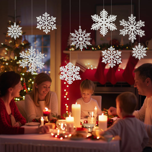 48pcs Snowflakes-Christmas Tree Decoration Snowflake Ornaments for Tree Plastic Glitter Christmas Indoor Winter Wonderland Decor