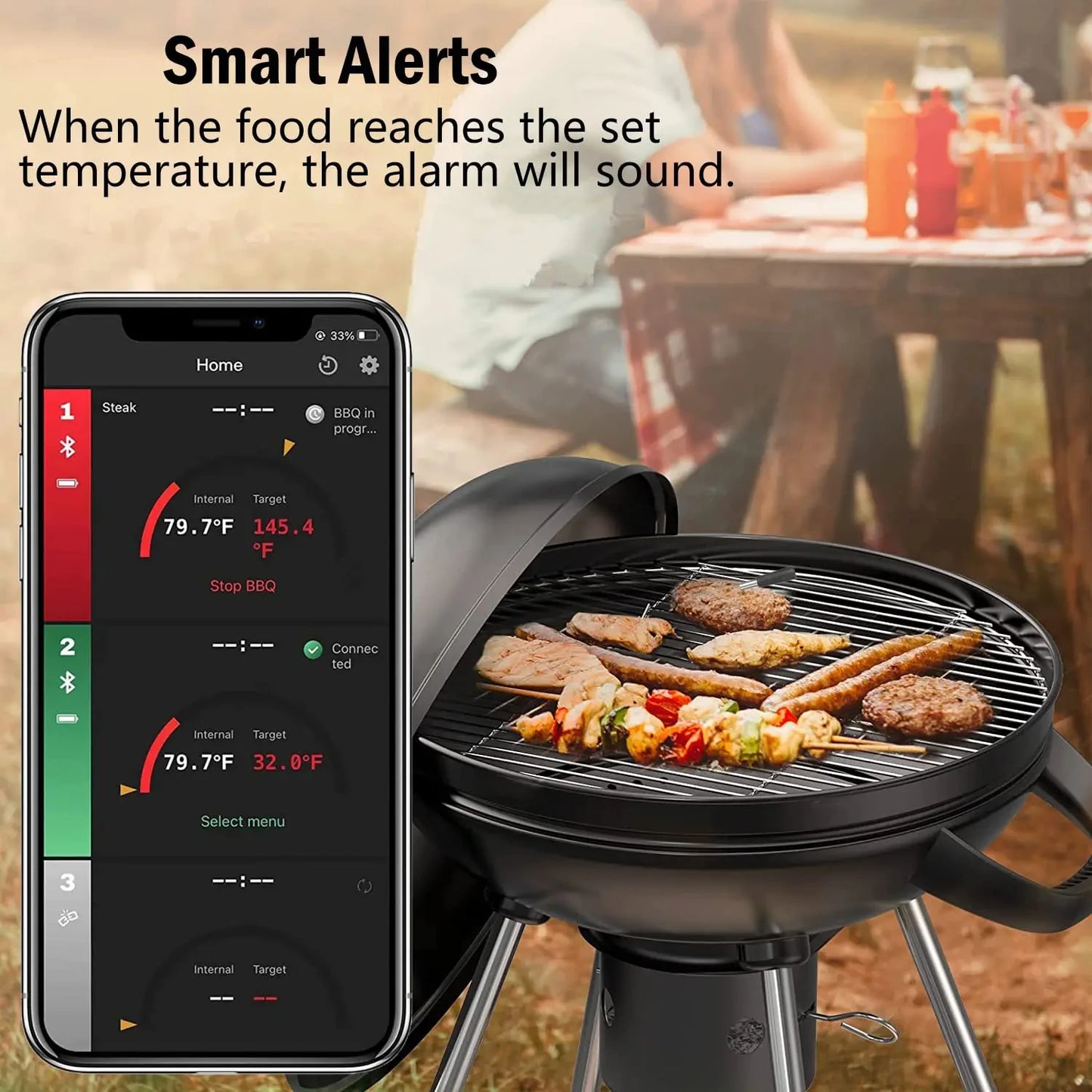 Wireless Bluetooth BBQ Probe Thermometer for Kitchen & Barbecue - Accurate Food & Meat Temperature Measurement