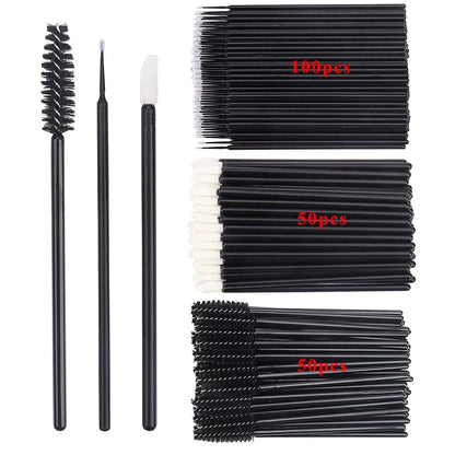 200pcs Disposable Brushes Set Mascara Wands Lip Brushes Microbrush Applicator Swab for Eyelash Extension Eyebrow Makeup Tools