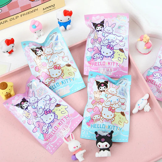 Sanrio Cartoon Eraser Rubber 16/32pcs Kawaii Students Stationery Kuromi Hello Kitty 3d Eraser Clean Tools School Children Gifts