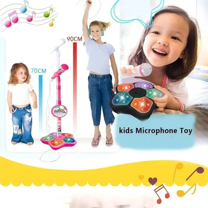 Kids Rocking-Roll Microphone with Stand Karaoke Song Music Instrument Toys Brain-Training Educational Toy Birthday Gift Girl Boy