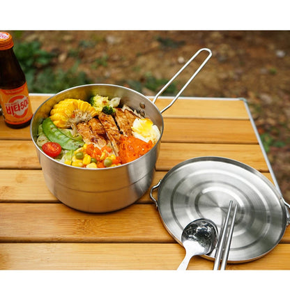 Camping Pot,  Portable Cooking Pot, Stainless Steel Camping   Pot, for Outdoor, Camping, Hiking, Picnic.