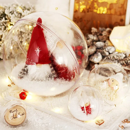 10Pc Christmas Transparent Ball Plastic Christmas Trees Open Ball Box Bauble Ornament Wedding Gift Present Party Home Decoration