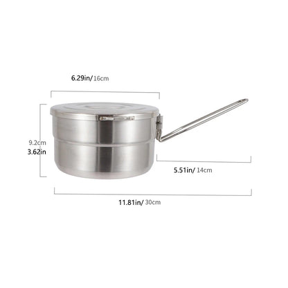 Camping Pot,  Portable Cooking Pot, Stainless Steel Camping   Pot, for Outdoor, Camping, Hiking, Picnic.