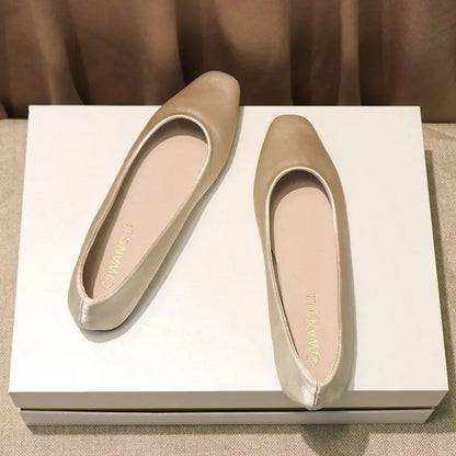 Shoes For Women Low Heel Elegant Office Slip-onSquare Toe Woman Flats 2024 Summer Chic Novelties Offer High Quality Fashion