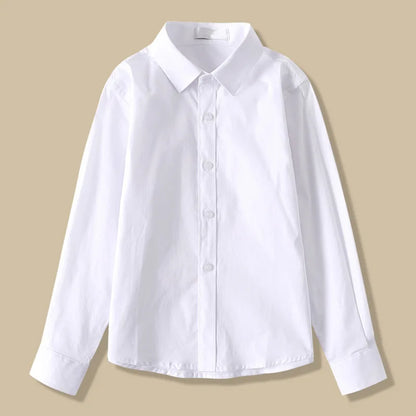 Kids Clothes Girls 8 To 12 Cotton Children Long Sleeve White Shirts Primary School Uniform for Teenage Boys Button Tops 6-16Yrs