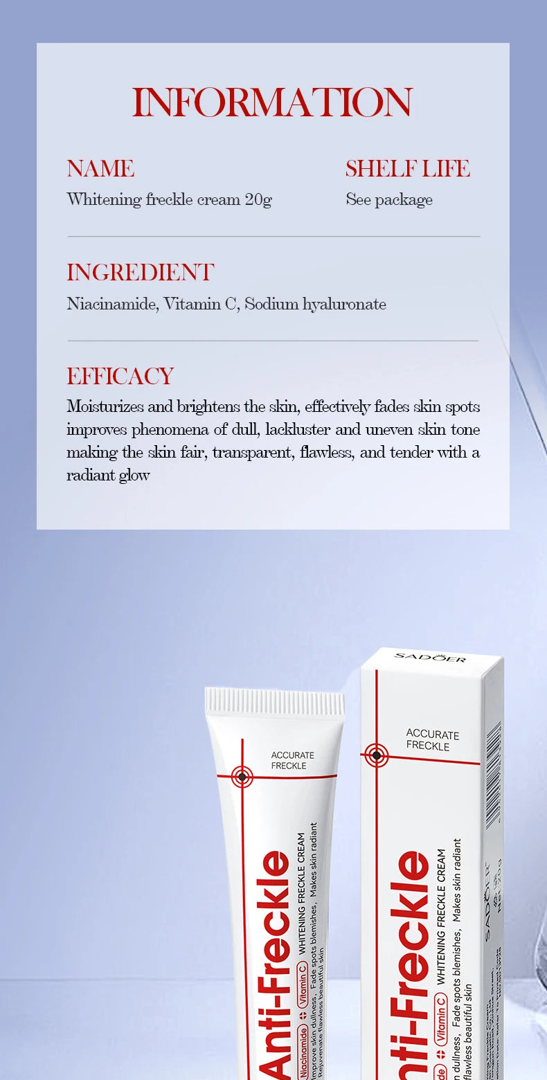 SADOER Anti Freckle Cream Face Whitening Creams Spot Removing Anti-aging Moisturizing Freckles Removal Facial Cream Skin Care