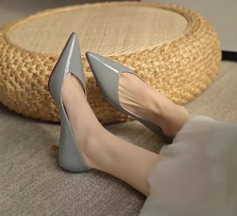 Shoes for Woman Blue Women's Summer Footwear Black Formal with Medium Heels Stilito Chic and Elegant Genuine Mark Shoe