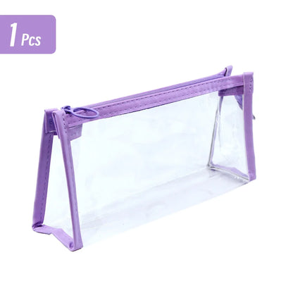 Transparent Triangular Pencil Case Large Capacity Simple Pen Bag Kawaii Cosmetic Bag School Study Stationery Office Supplies