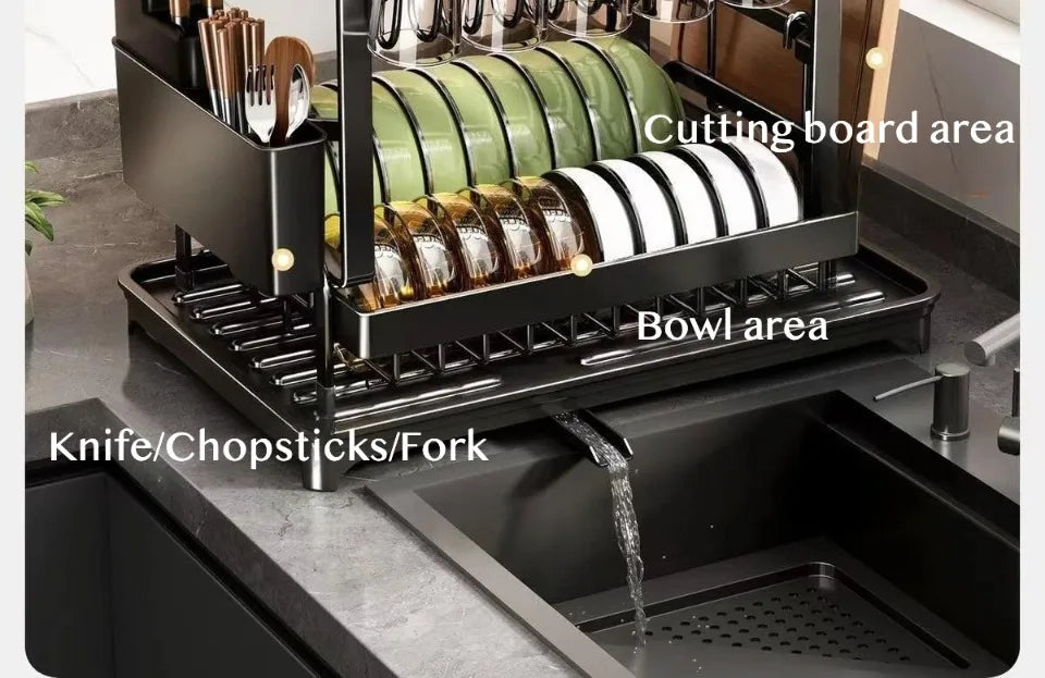 Kitchen drain rack dish rack household utensils knives and forks storage racks Tabletop drying bowl rack kitchen organizer