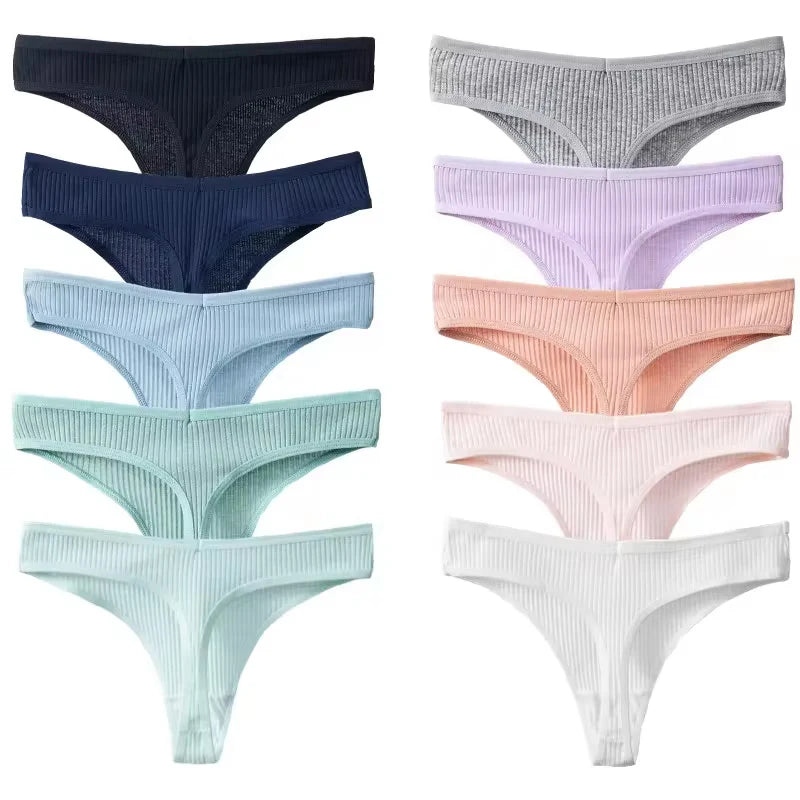 10PCS women's panties Cotton striped bikini panties Sexy sport thong soft, comfortable and breathable pure cotton sexy