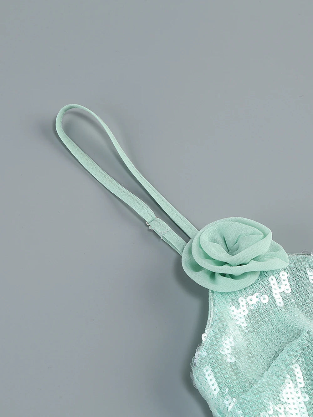 Sequin Sparkly Sexy Mini Dress Sleeveless Backless Tie Up Flower Ruched Prom Dresses Cocktail Evening Gown Wedding Guest Dress