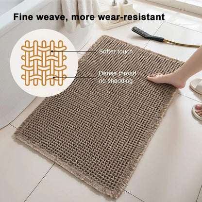 Bath Mat Bathroom Rugs Shower Mat Non Slip Waffle Quick Dry Machine Washable Carpet Super Absorbent Waffle Bathroom Mat