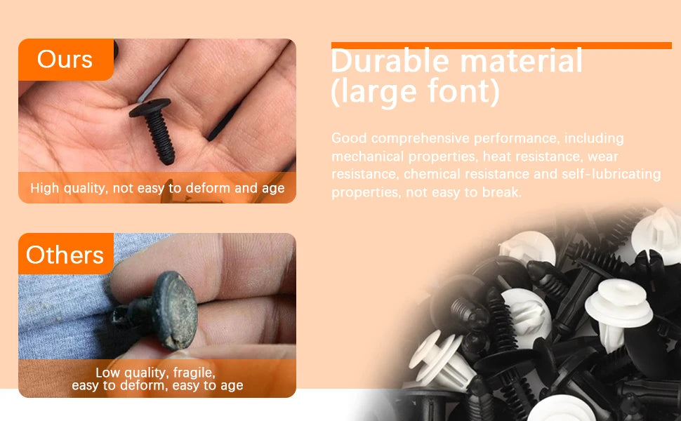 100pcs Auto Fastener Clip Kit Fender Rivet Clips Car Body Push Retainer Pin Rivet Bumper Door Trim Panel Retainer Car Clips