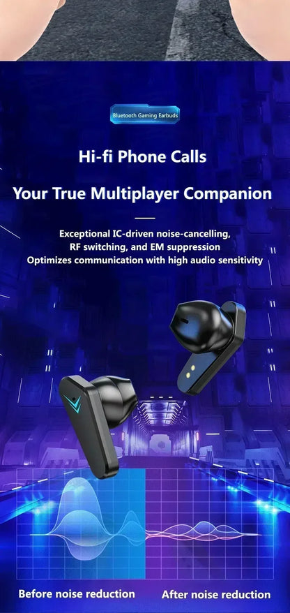 New TWS Gaming Earbuds Wireless Bluetooth Earphones With Mic  9D Stereo Music HiFi Headset For Gamer apply to smartphones
